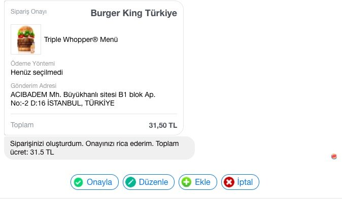 Burger King Facebook Messenger Sipariş Örneği